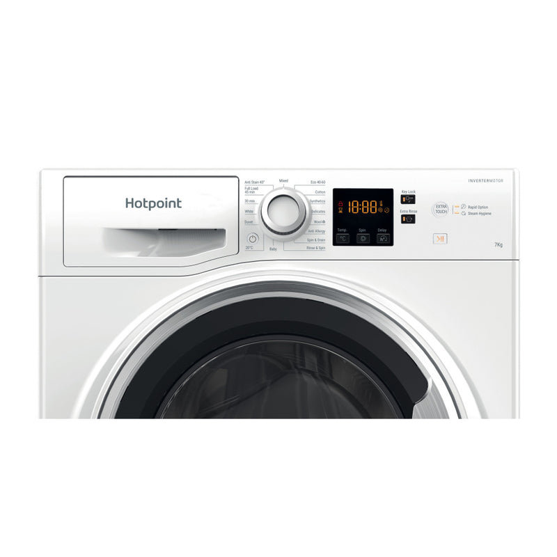 Load image into Gallery viewer, Hotpoint Anti-stain Washing Machine | White | 7kg | 1400rpm | A Rated | NSWE 7469 WS UK