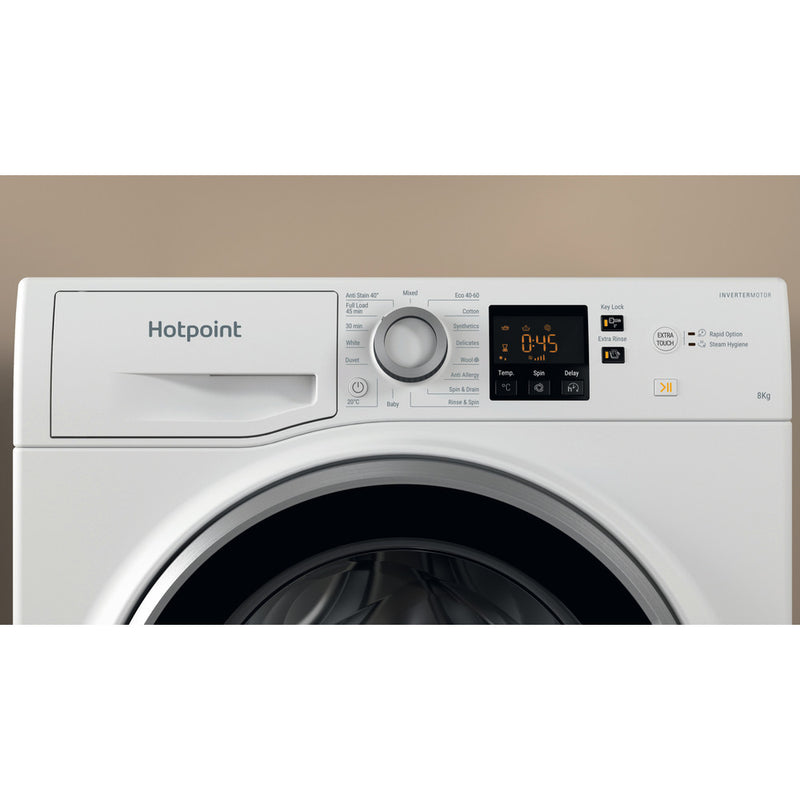 Load image into Gallery viewer, Hotpoint Anti-stain Washing Machine | White | 8kg | 1400rpm | A Rated | NSWE 846 WS UK