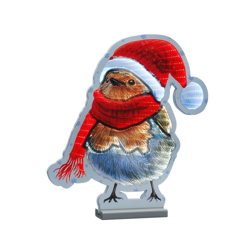 Załaduj obraz do przeglądarki galerii, Festive Robin with Scarf Infinity Mirror Light | 40cm | 302201
