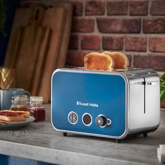 russell hobbs distinctions 2 slice toaster in ocean blue