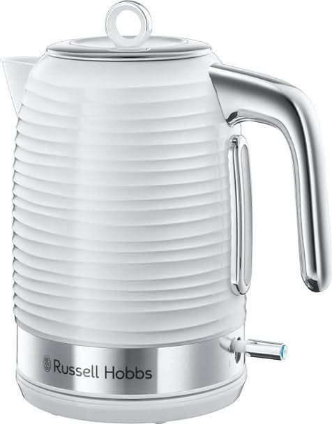 Завантажте зображення в засіб перегляду галереї, white russell hobbs inspire kettle with stainless steel handle and bottom