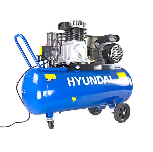 Hyundai 100 Litre  Electric Air Compressor | 3HP |Twin Cylinder Belt Drive  | 10Bar | HY3100P