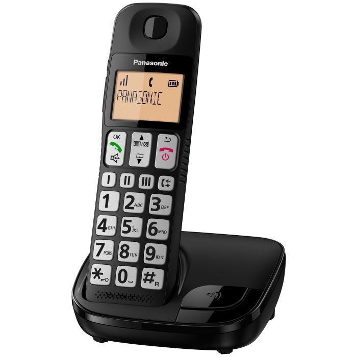Завантажте зображення в засіб перегляду галереї, Panasonic KX-TGE110 Single Big Button Cordless Dect Phone | Black | TLP110