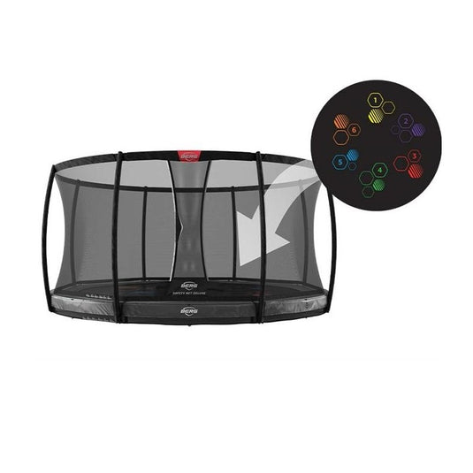 Berg Elite InGround Trampoline Level | 430CM/ 14FT | Safety Net Deluxe XL | Grey | 37.94.33.02
