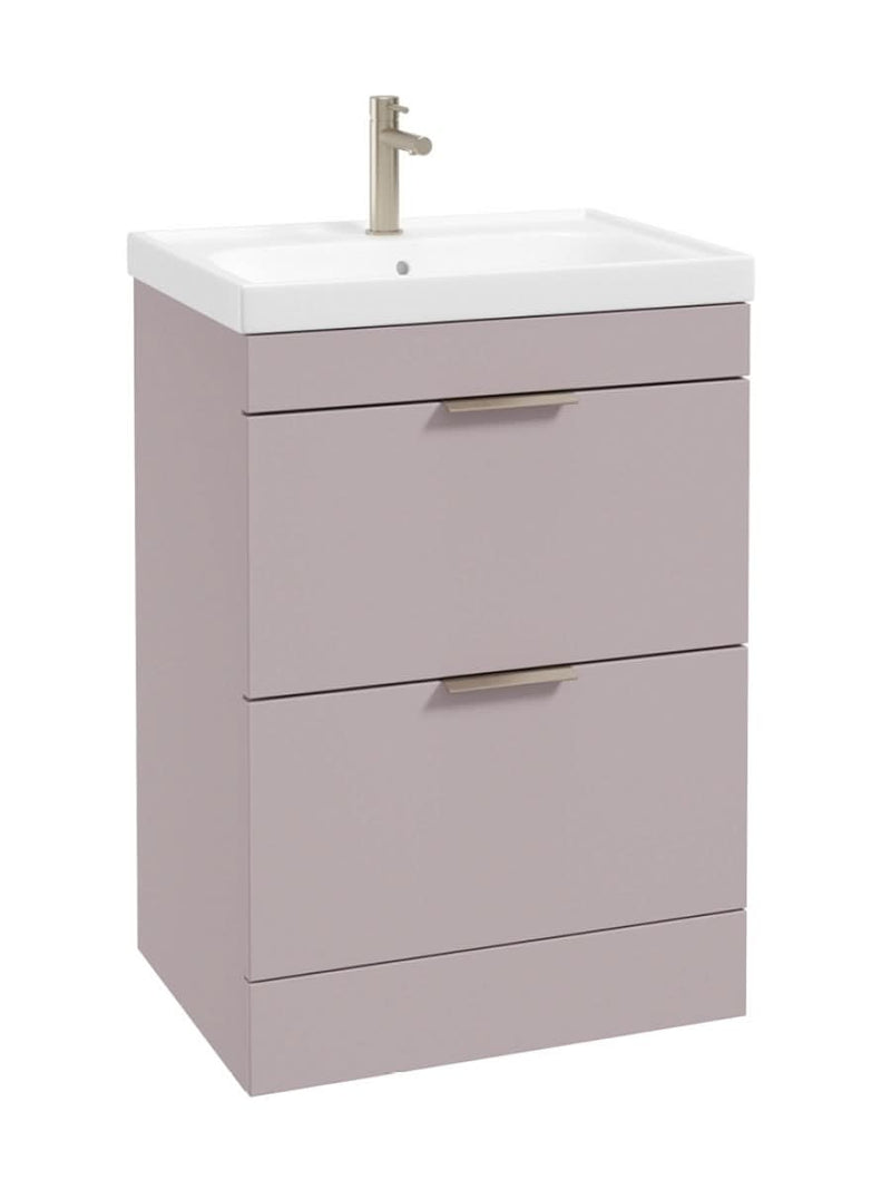 Load image into Gallery viewer, Sonas Stockholm Floorstanding 60Cm Two Drawer Vanity Unit | Matt Cashmere Pink | Brushed Nickel Handle | UF1564