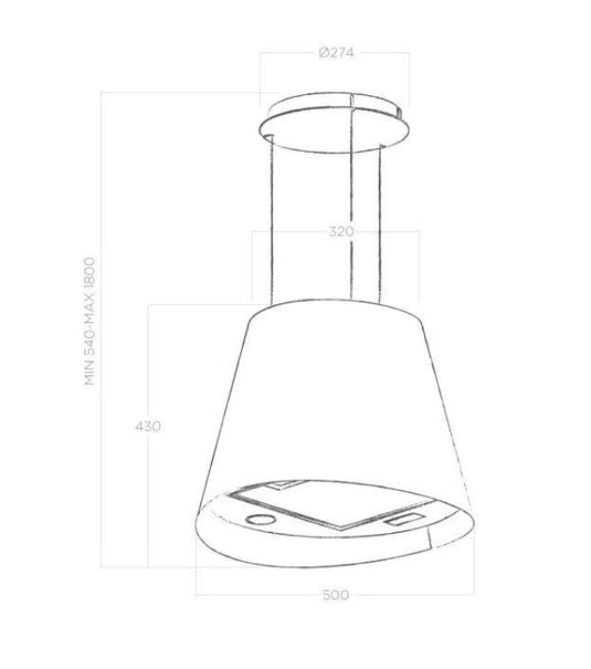 Elica 50cm Juno Suspended Hood Black | JUNOBLF50