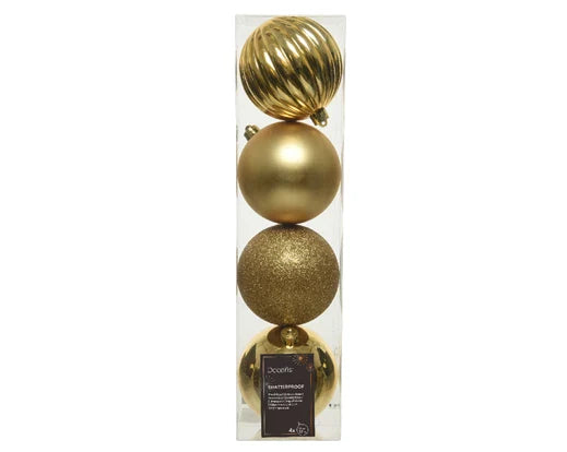 Kaemingk Baubles Shatterproof ShinyGlitter Mix | Light Gold | 021010