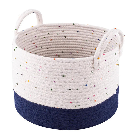 Woven basket | 28x28x20 cm | white-navy blue | 4080048