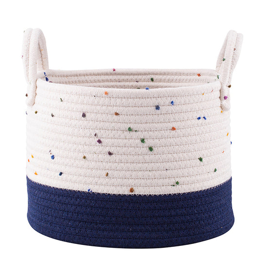 Woven basket | 28x28x20 cm | white-navy blue | 4080048