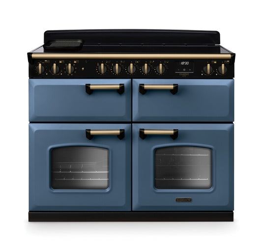 Rangemaster Classic Deluxe Bc 110 Induction Stone Blue with Antique Brass Trim | CLDLB110EIPSTB/AB1