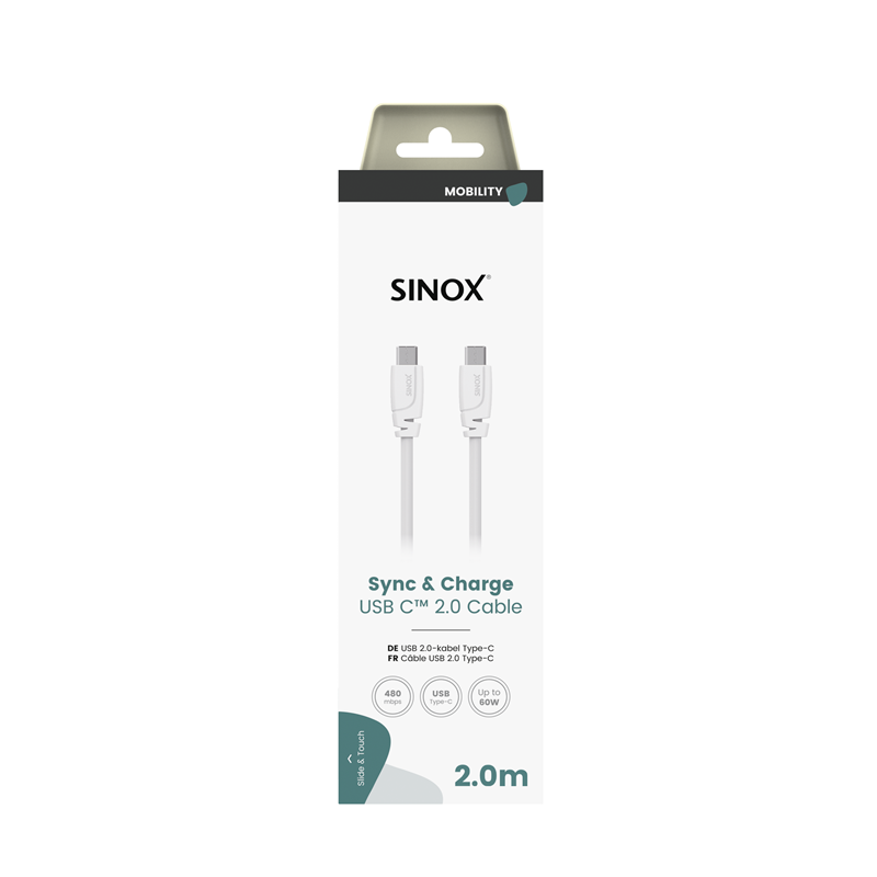 Załaduj obraz do przeglądarki galerii, Sinox USB-C - USB-C Cable 2M White | 053013
