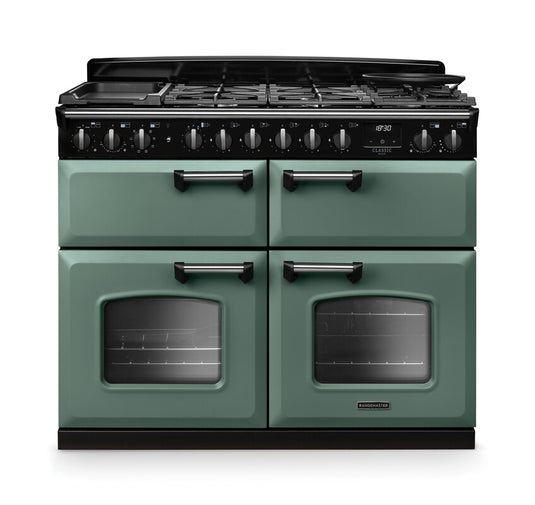 Rangemaster Classic Deluxe Bc 110 Dual Fuel Mineral Green with Chrome Trim | CLDLB110DFPMGR/CM1