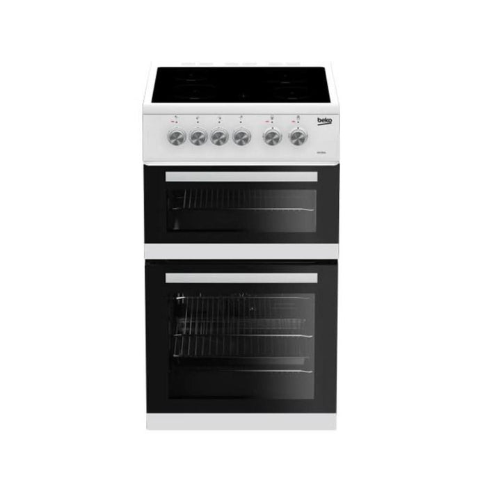 white and black electric cooker with induction plate and double ovens