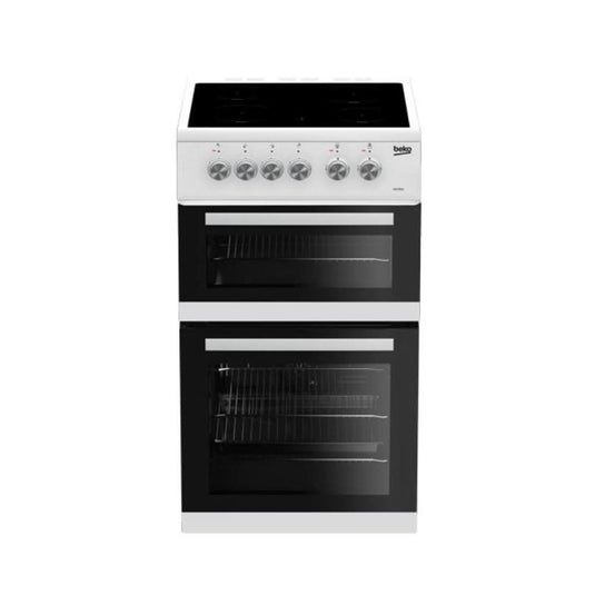 white and black electric cooker with induction plate and double ovens