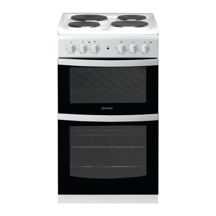 white ceramic cooker with 4 cooking zones and double oven