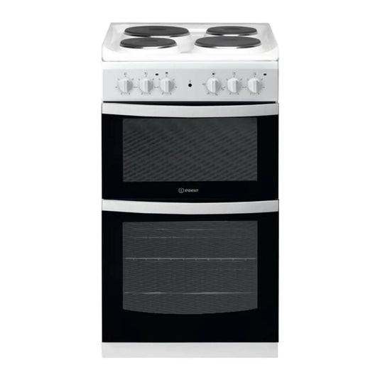 white ceramic cooker with 4 cooking zones and double oven