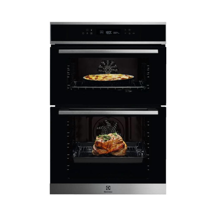 black stainless steel double oven