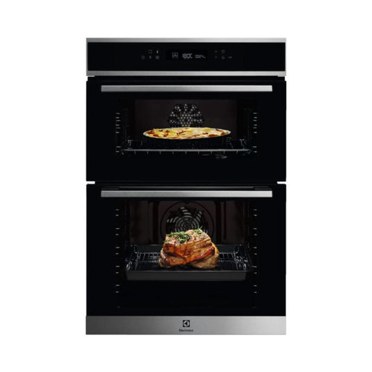 black stainless steel double oven