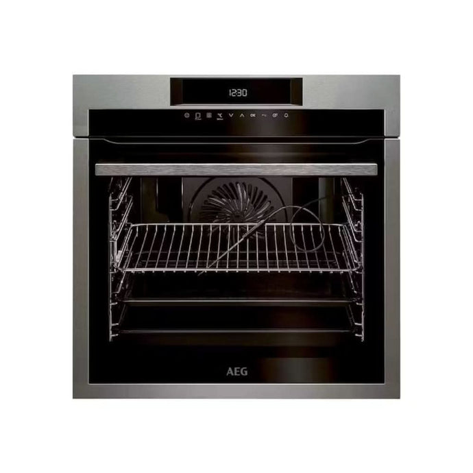 black stainless steel single oven