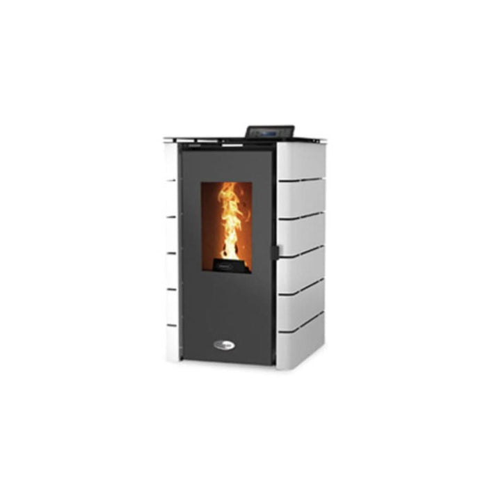 stanley solis k50 6kw wood pellet stove in white