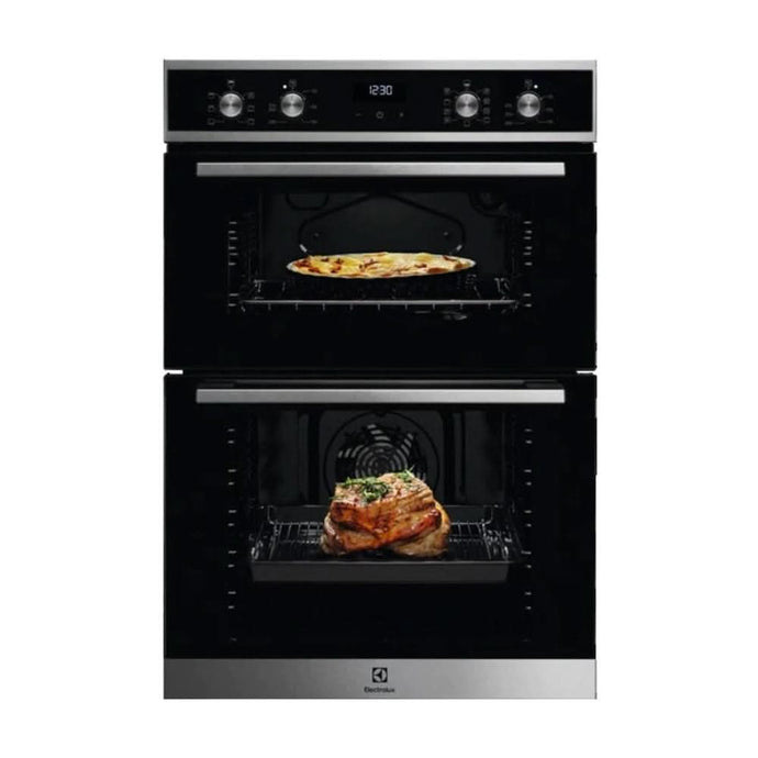 black stainless steel double oven