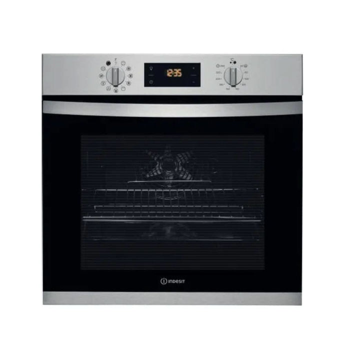 black and stainless steel single oven