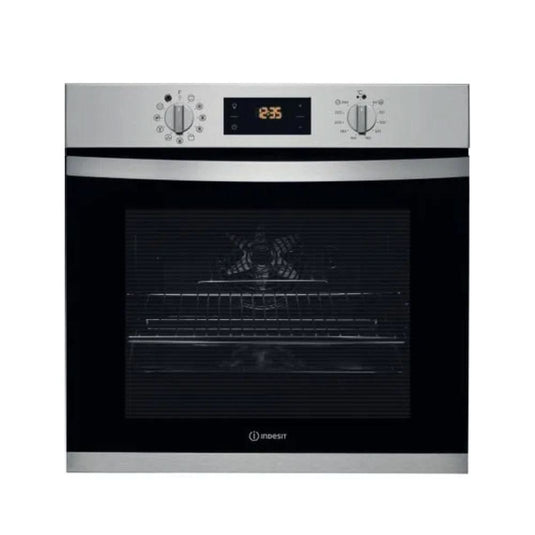 black and stainless steel single oven