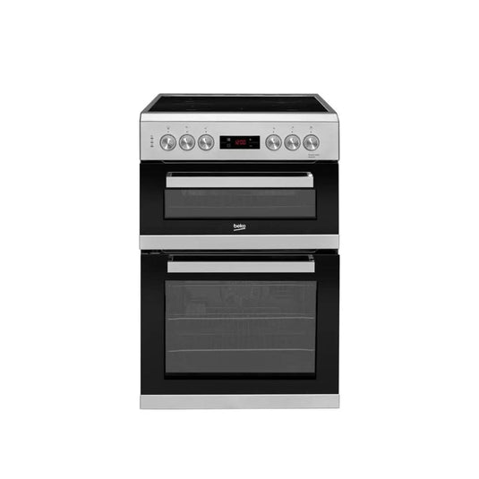silver electric cooker with double oven