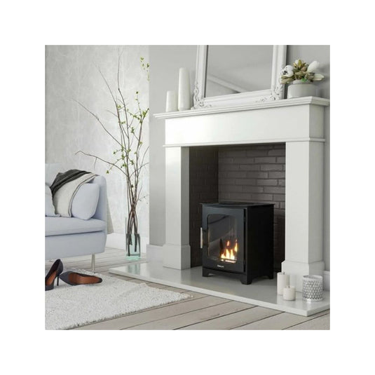 henley hazelwood compact bio ethanol stove in black, freestanding