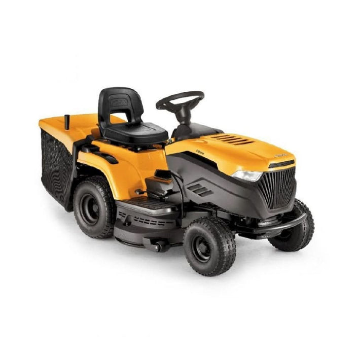 stiga estate 38"/98cm cut ride on lawnmower in black and yellow