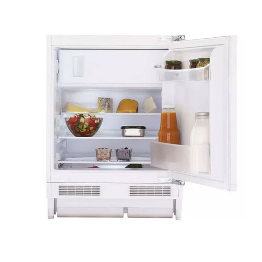 under counter white fridge with an ice box