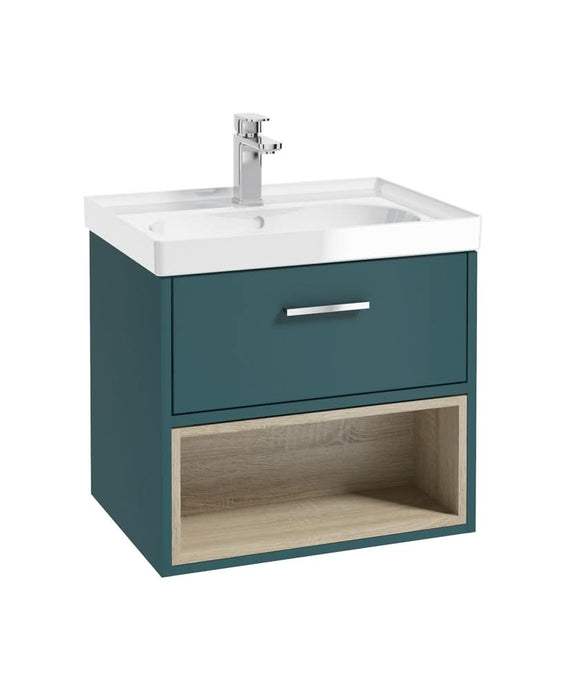 Sonas Malmö 60Cm Single Drawer, Open Shelf Unit, Ocean Blue, Chrome Handle, Gloss Basin | CMAL60OBGB