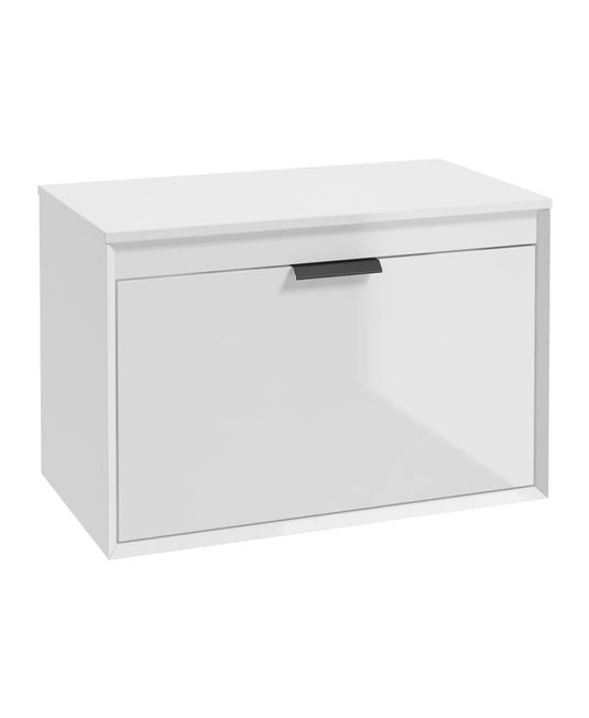 Sonas Fjord 80Cm Unit With Countertop Black Handle Gloss White | BFJ80CTWH