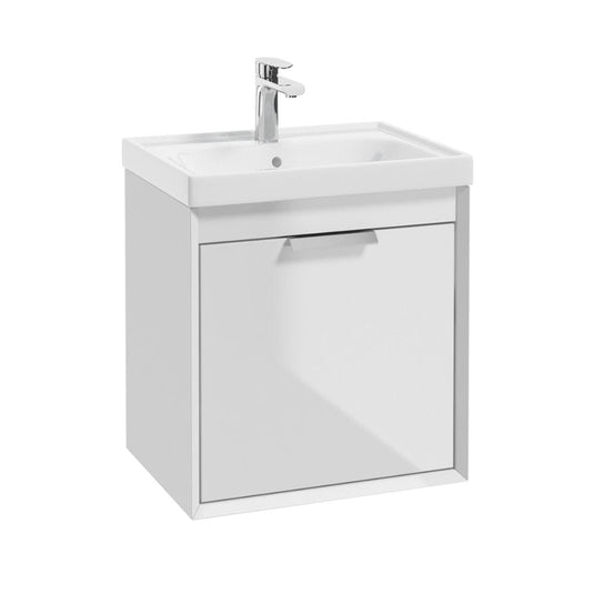 Sonas Fjord Gloss White 50Cm Wall Hung Vanity Unit-Brushed Chrome Handle | CFJ50WH