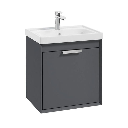 Sonas Fjord Midnight Grey Matt 50Cm Wall Hung Vanity Unit-Brushed Chrome Handle | CFJ50MN