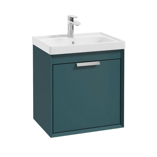 Sonas Fjord Ocean Blue Matt 50Cm Wall Hung Vanity Unit-Brushed Chrome Handle | CFJ50OB