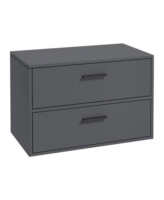 Sonas Finland 80Cm Unit With Countertop Black Handle Matt Midnight Grey | BFIN80CTMN