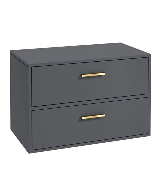 Sonas Finland 80Cm Unit With Countertop Gold Handle Matt Midnight Grey | GFIN80CTMN