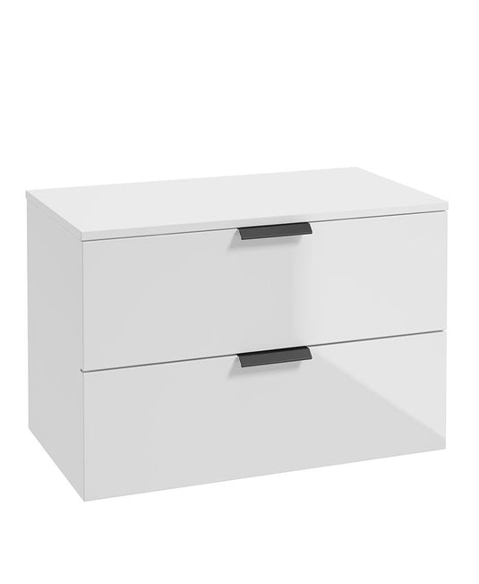 Sonas Stockholm 80Cm Unit With Countertop Black Handle Gloss White | BWST80CTWH