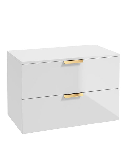 Sonas Stockholm 80Cm Unit With Countertop Gold Handle Gloss White | GWST80CTWH