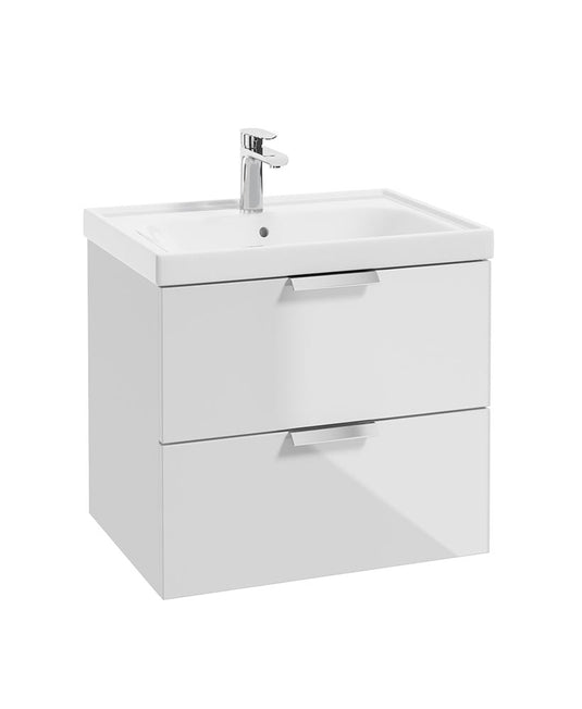 Sonas Stockholm Gloss White 60Cm Wall Hung Vanity Unit - Brushed Chrome Handle | CWST60WH