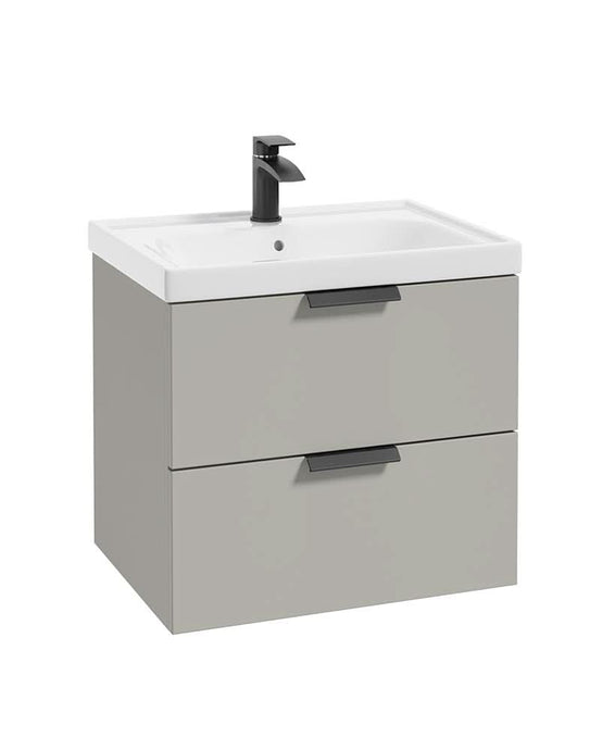 Sonas Stockholm Arctic Grey Matt 60Cm Wall Hung Vanity Unit - Matt Black Handle | BWST60AG