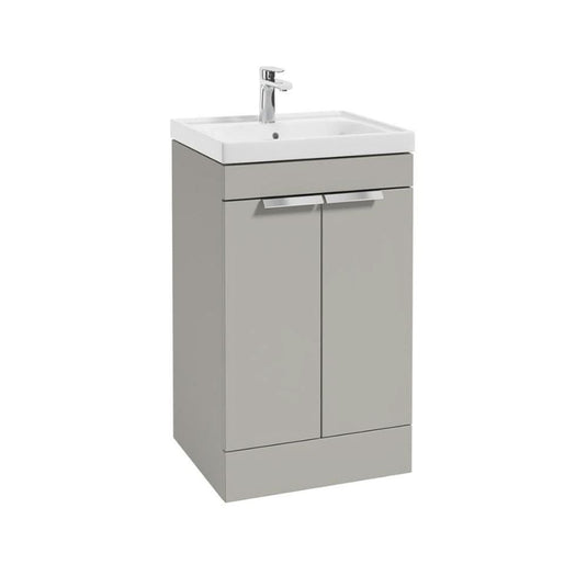 Sonas Stockholm Arctic Grey Matt 50Cm 2 Door Floor Standing Vanity Unit - Brushed Chrome Handle | CFST50AG