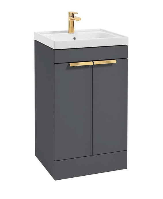 Sonas Stockholm Midnight Grey Matt 50Cm 2 Door Floor Standing Vanity Unit - Brushed Gold Handle | GFST50MN