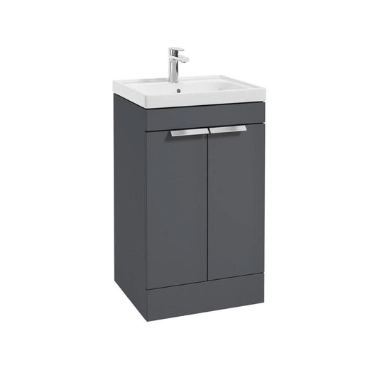 Sonas Stockholm Midnight Grey Matt 50Cm 2 Door Floor Standing Vanity Unit - Brushed Chrome Handle | CFST50MN