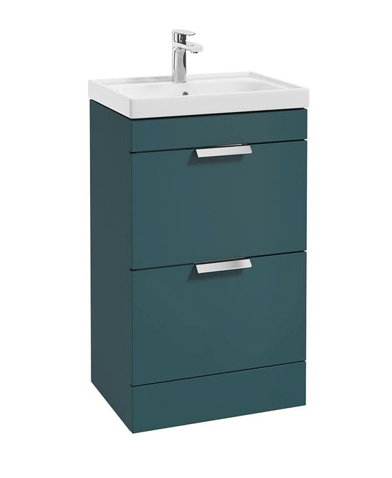 Sonas Stockholm Ocean Blue Matt 50Cm 2 Drawer Floor Standing Vanity Unit - Brushed Chrome Handle | CDST50OB