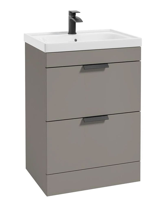 Sonas Stockholm Khaki Matt 60Cm 2 Drawer Floor Standing Vanity Unit - Matt Black Handle | BDST60KH