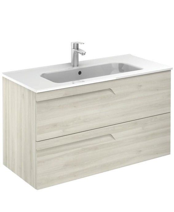 Sonas Brava Nature White 100 Vanity Unit & Slim Basin | SLMBR1002DNWH