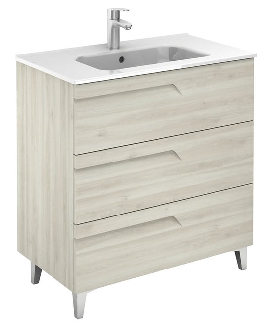 Sonas Brava Nature White 3 Drawer 80Cm Vanity Unit | SLFBNWH3DR80