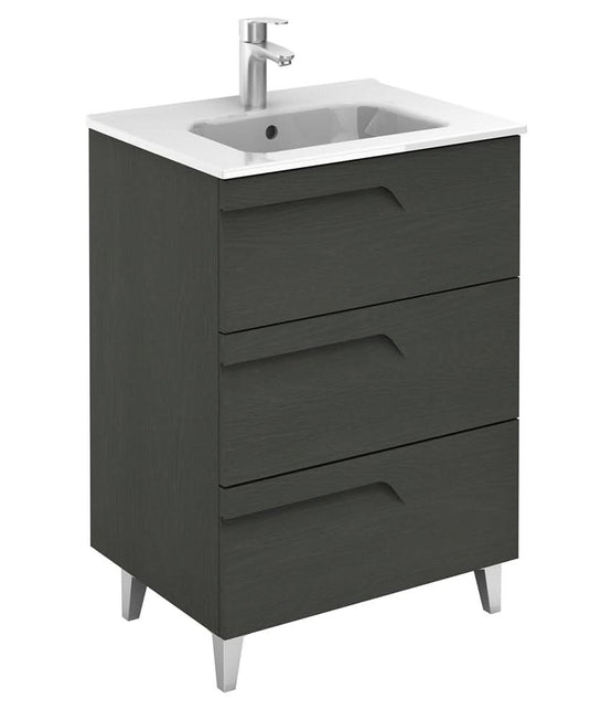 Sonas Brava Nature Grey 3 Drawer 60Cm Vanity Unit | SLFBNG3DR60